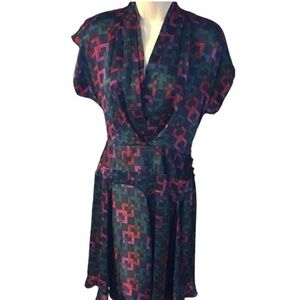 Anthropologie brand Trovato 100% silk multi color midi dress